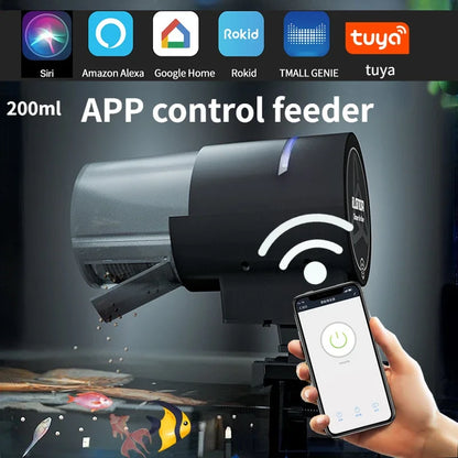Automatic Aquarium Fish Tank Feeder Timing/Wifi Wireless Smart Phone App Intelligent Speaker Voice Remote Control Fish Feeding - ShoreCo.Shop
