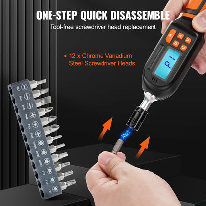 SucceBuy 1/4" Digital Torque Screwdriver Drive Screwdriver Torque Wrench with Bits& Case Electrician Torque Screwdriver with LCD - ShoreCo.Shop