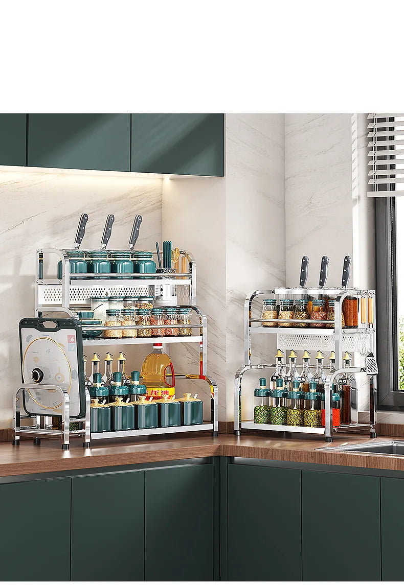 Stainless Steel Kitchen Storage Shelf Seasoning Jar Spice Storage Rack Chopsticks Knife Shelf Bar Organizer Kitchen Supplies    Home Decor Supply | Online Retail | ShoreShopper.com