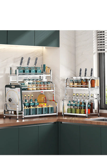 Stainless Steel Kitchen Storage Shelf Seasoning Jar Spice Storage Rack Chopsticks Knife Shelf Bar Organizer Kitchen Supplies    Home Decor Supply | Online Retail | ShoreShopper.com