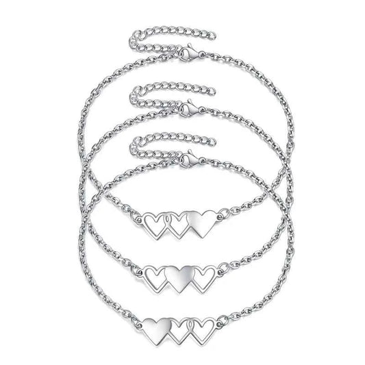 3 Sisters Bracelets Best Friends Necklace for 3 Set of 3 Heart Bracelets 3 BFF 3 Bestie Long Distance Friendship Gift