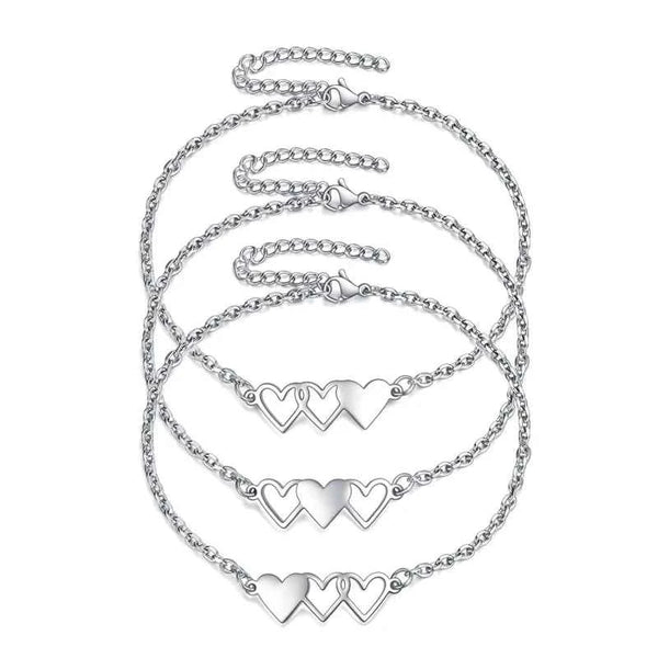 3 Sisters Bracelets Best Friends Necklace for 3 Set of 3 Heart Bracelets 3 BFF 3 Bestie Long Distance Friendship Gift