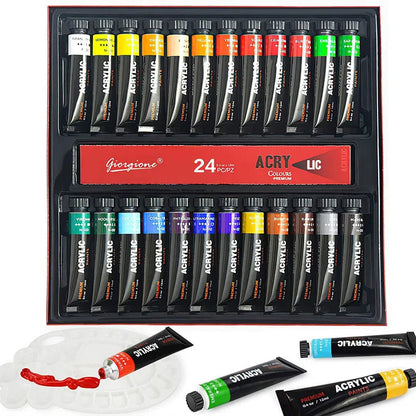 Acrylic Paint Set 12/24 Colors Craft Paint for Fabric/Clothing/Nail/Canvas/Rock Painting Waterproof Drawing Set Art Supplies    Home Decor Supply | Online Retail | ShoreShopper.com
