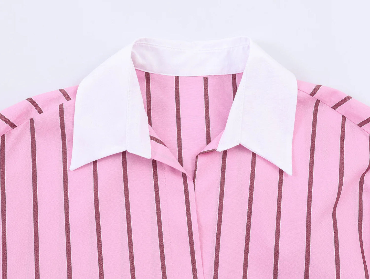 HH Women Spring Casual Shirt Pink Striped Lapel Long Sleeve Single Breasted Fashion Female Elegant Loose Versatile Blouse Mujer    Your Coastal Marketplace | Shoreshopper.com