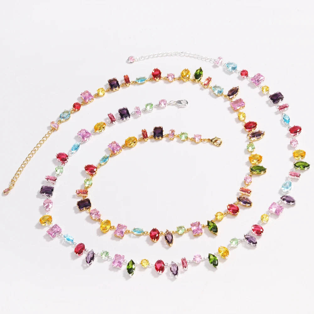 Brand 18K Gold Plated New Luxury Colourful Crystal Zircon Necklace For Women Fashion Party Jewelry Accessories Ladies Jewellery    Home Decor Supply | Online Retail | ShoreShopper.com