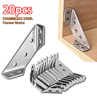 10/20/40/50pcs Thickened Stainless Steel Angle Code 90 Degrees Right Angle Fixed Bracket Furniture Connectors    Home Decor Supply | Online Retail | ShoreShopper.com