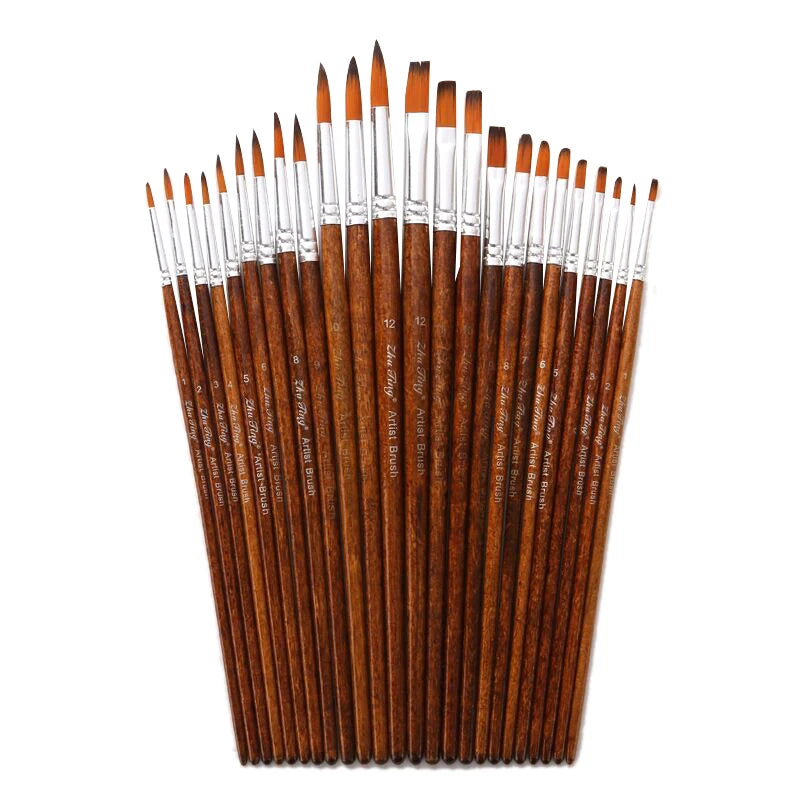 12 Pcs/set Nylon Hair Wooden Handle Watercolor Paint Brush Pen Set Learning DIY Oil Acrylic Painting Art Paint Brushes Supplies    Home Decor Supply | Online Retail | ShoreShopper.com