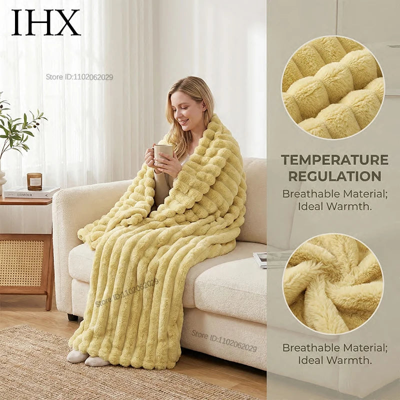 IHX Solid Color Imitation Rabbit Plush Milk Plush Thickened Thermal Leisure Home Blanket Office Nap Blanket, Custom Blanket Size    Your Coastal Marketplace | Shoreshopper.com