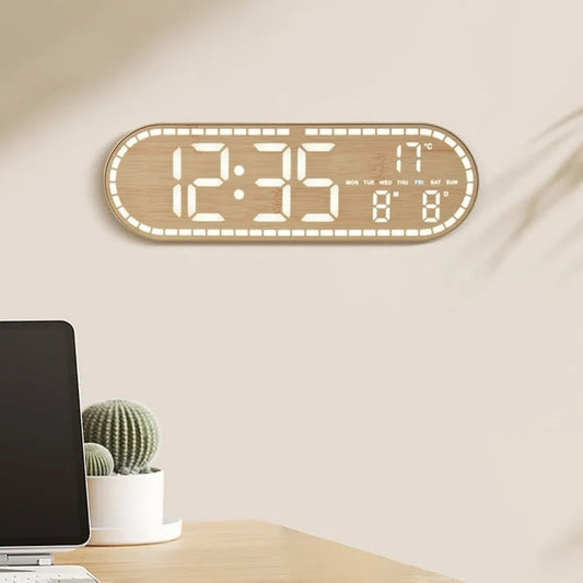 Minimalist Design Digital Wall Clock Silent Operation Nordic Style Alarm Clock Temperature Date Display Hanging Mount    Home Decor Supply | Online Retail | ShoreShopper.com