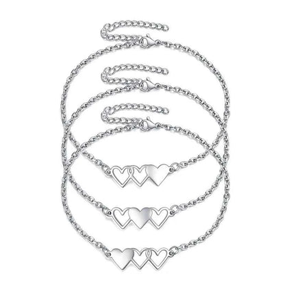 3 Sisters Bracelets Best Friends Necklace for 3 Set of 3 Heart Bracelets 3 BFF 3 Bestie Long Distance Friendship Gift