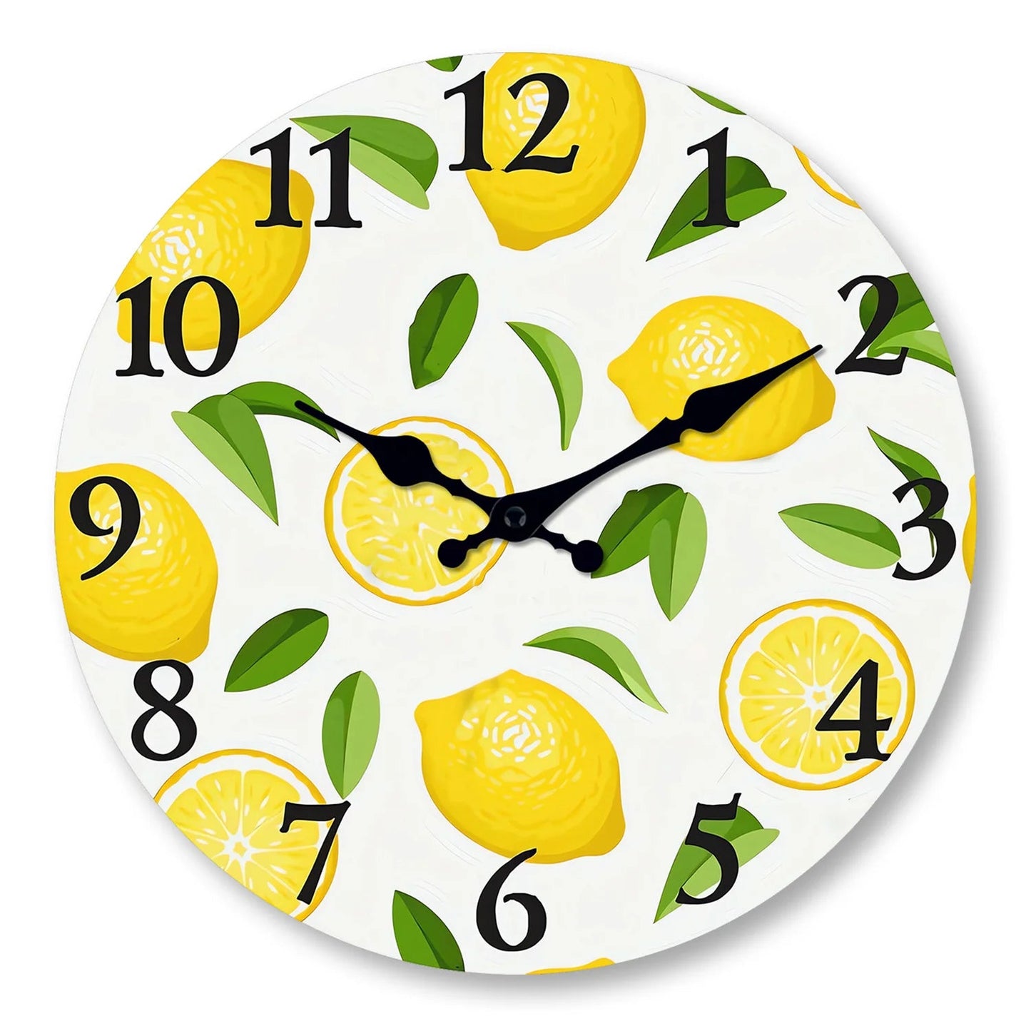 1pc wooden wall clock, yellow lemon and green leaf design wall clock, family mute clock, living room bedroom study decoration    Home Decor Supply | Online Retail | ShoreShopper.com