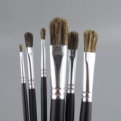 6pc new concept paintbrush wild boar mane oil painting brush water powder acrylic nail round head long black pole paintbrush set    Home Decor Supply | Online Retail | ShoreShopper.com