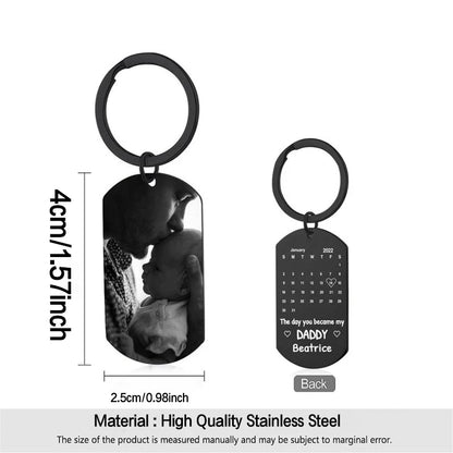 Father's Day Custom Photo Keychain Commemorative The Day You Became My Daddy Stainless Steel Keyring Personalized Gift For Daddy    Your Coastal Marketplace | Shoreshopper.com