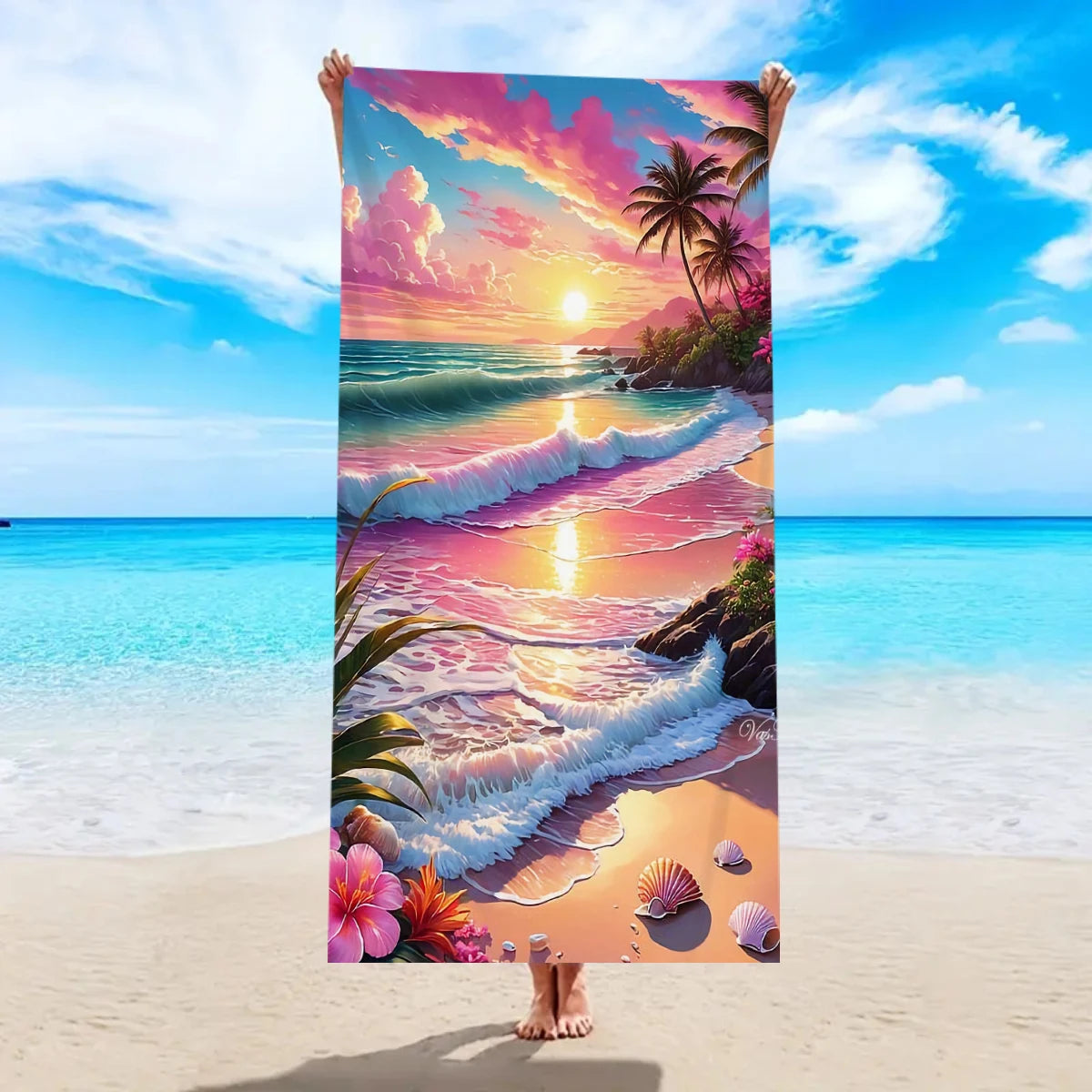 1pc tropical plant printed large beach towel, quick drying absorbent beach towel, swimming, vacation, camping beach towel    Your Coastal Marketplace | Shoreshopper.com
