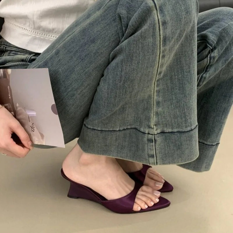 Women's Slippers Fashion 2026 Summer Elegant High Heels Outdoor Banquet Wedge Heel Pointed Toe Girls Women's Shoes 2018    Your Coastal Marketplace | Shoreshopper.com