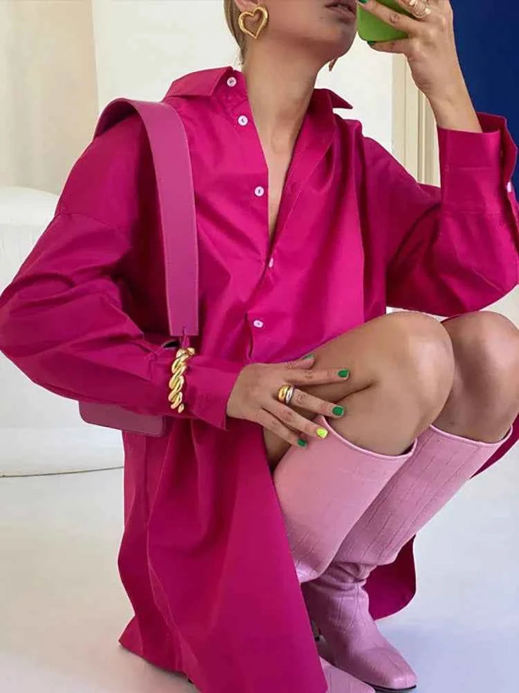 Women's Shirt Beautiful Cotton Oversized Candy Colors Shirts & Blouses Long SleevesSolid Green Blouses for Women Fashion 2025