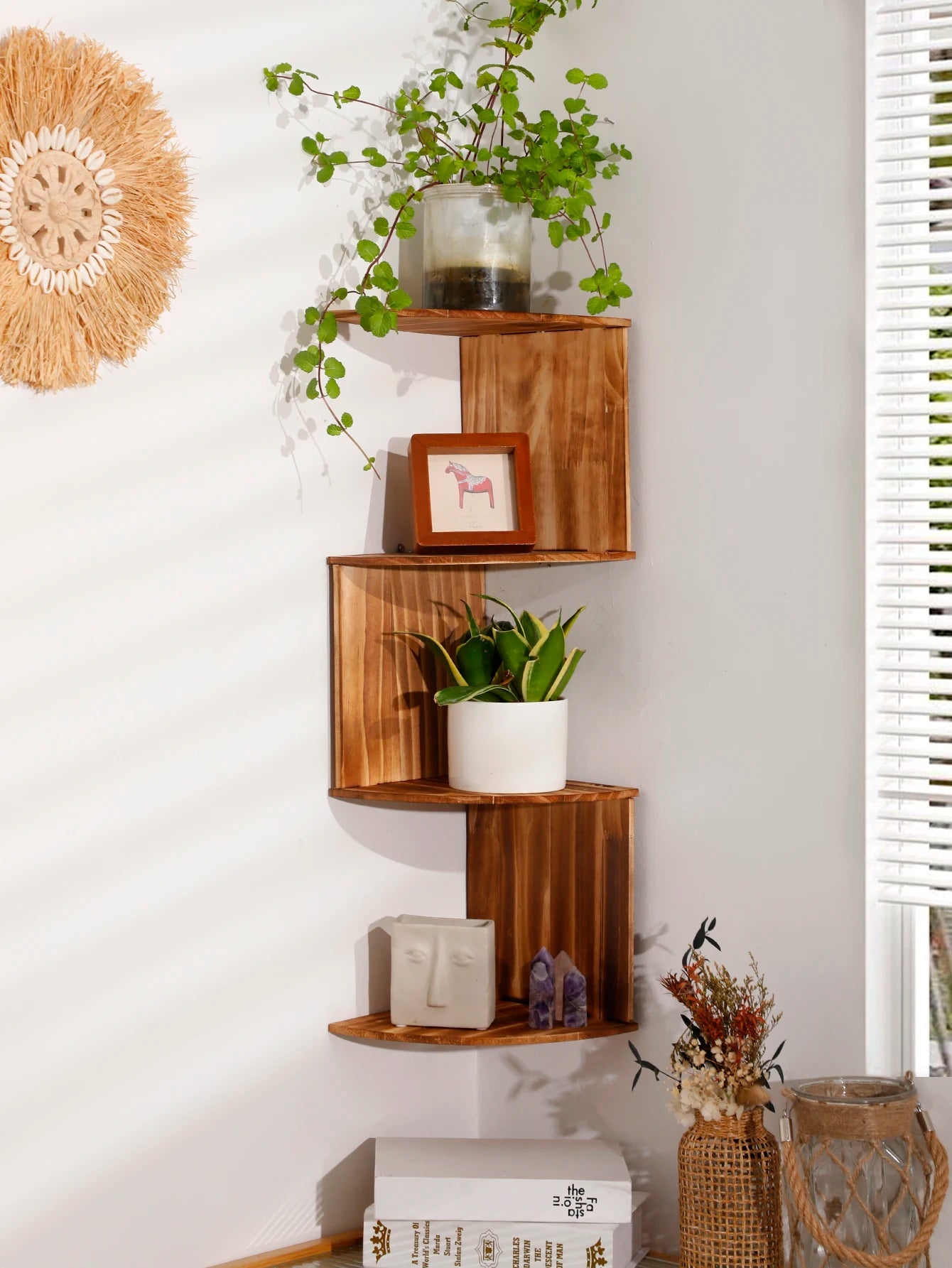4-Layers Wooden Wall Shelf wood Color Wall Mounted Display Stand Home Organizers Storage Bookshelf Plant Holder Home Appliance    Home Decor Supply | Online Retail | ShoreShopper.com