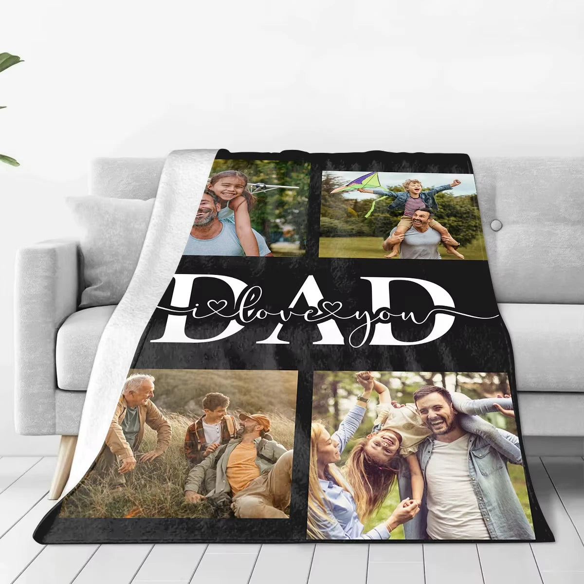 Fathers Day Gifts Personalized Custom Blanket Customizable Photos Throw Blankets For Dad Birthday Present From Daughter or Son    Your Coastal Marketplace | Shoreshopper.com
