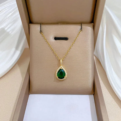 2pcs/set Jewelry Sets Women Elegant Waterdrop Green Rhinestone Pendant Necklace stud Earrings Wedding Dress Bridal Jewelry Set    Home Decor Supply | Online Retail | ShoreShopper.com
