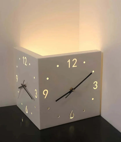 Ivory Corner Wrapping Double Sided Luminous w/ Light Sensor 16" Modern Wall Clock    Home Decor Supply | Online Retail | ShoreShopper.com