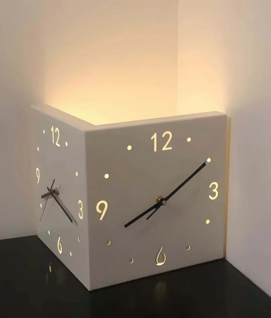 Ivory Corner Wrapping Double Sided Luminous w/ Light Sensor 16" Modern Wall Clock    Home Decor Supply | Online Retail | ShoreShopper.com
