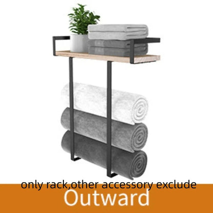Wood and Iron Bathroom Shelf Rectangle Shape Rust Proof Shower Shelf Large Capacity Space Saving Wall Mounted Shelf    Home Decor Supply | Online Retail | ShoreShopper.com