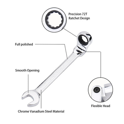 Ratchet Wrench of Keys Spanner Set Hand Tool 72-Tooth Ratcheting Flexible Head Mirror Finish 6mm-27mm Auto and Home Repair 1 pcs    Home Decor Supply | Online Retail | ShoreShopper.com