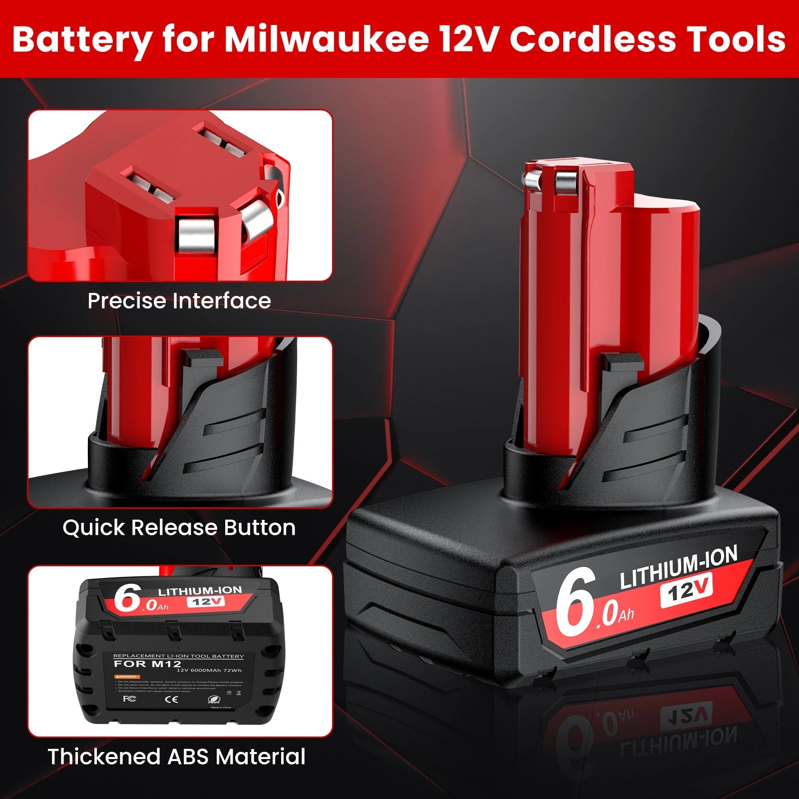 For Milwaukee 12V Tool Battery For Milwaukee M12 6000mAh Lithium Battery Impact Wrench Drill Power Tools Battery    Home Decor Supply | Online Retail | ShoreShopper.com