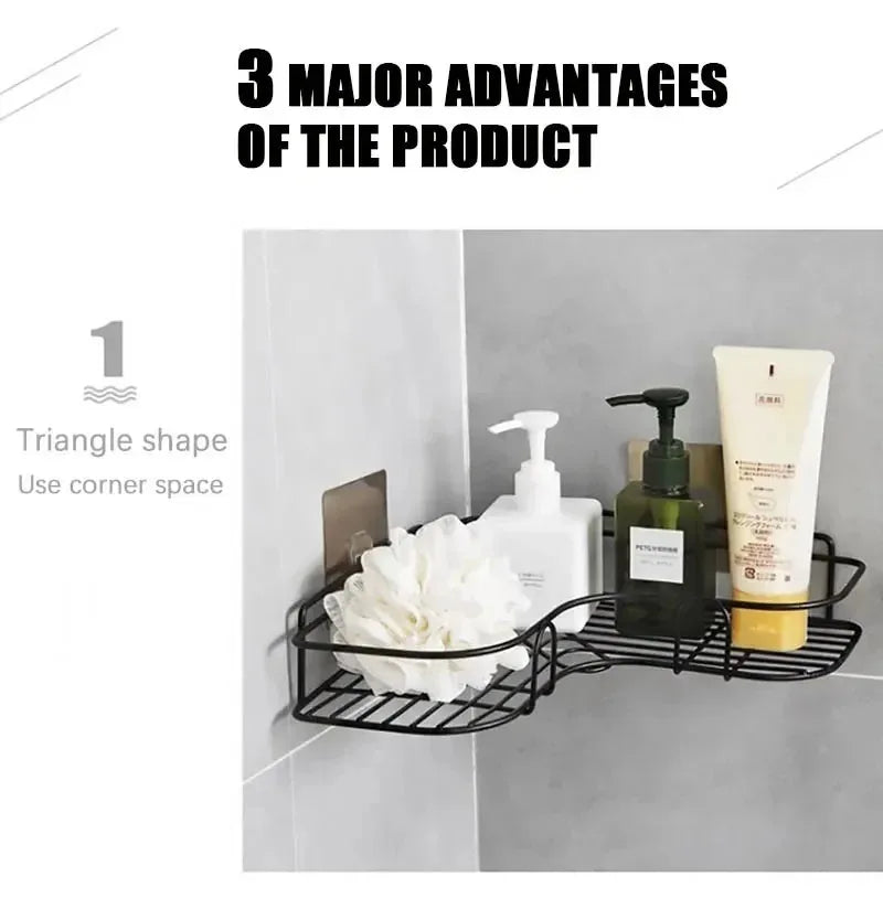 Toilet Storage Rack Bathroom Shelf No-Drill Corner Shelf Shower Wall Mounted Shelf Bracket Bathroom Accessory Organizer Shampoo    Home Decor Supply | Online Retail | ShoreShopper.com