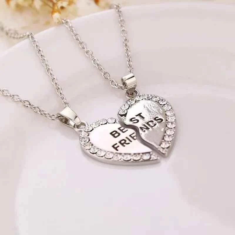 1 Pair Love Heart English Pendant Fashion Friends Necklace Good Friends Choker Statement Necklace