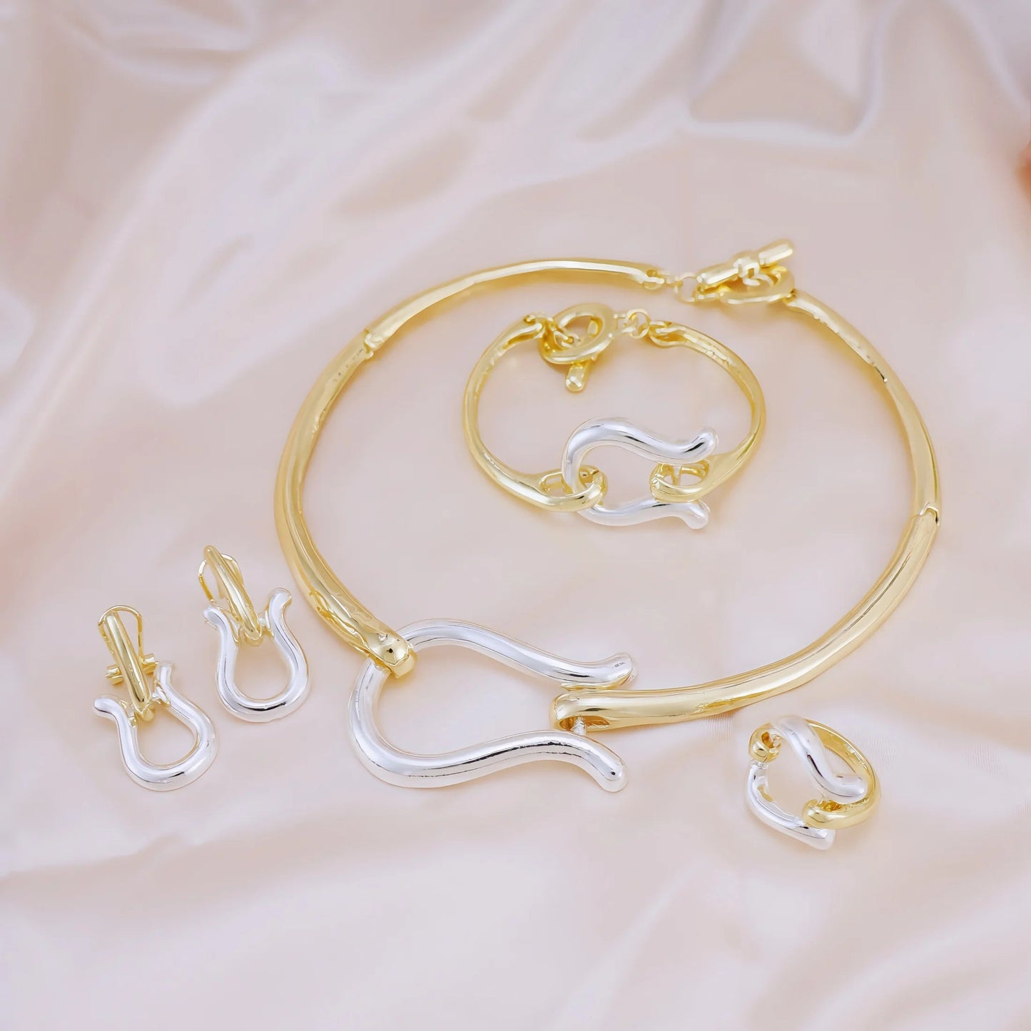 Fashion Jewelry Sets For Women Gold Color Choker Necklace Earrings Bracelets Ring Wedding Set Party Accessories    Home Decor Supply | Online Retail | ShoreShopper.com