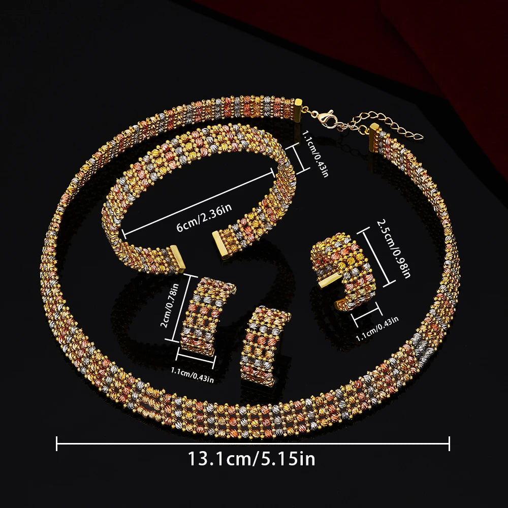 Handmade Jewelry Set Gold Plated Dubai Arabic Bridal Necklace Bracelet Earrings Ring Sets Women Wedding Party Gifts    Home Decor Supply | Online Retail | ShoreShopper.com