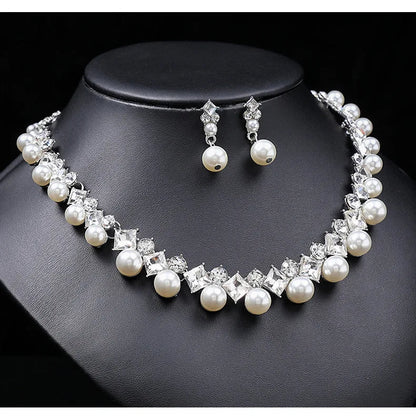 New pearl gemstone jewellery woman necklace set for women jewelry sets light luxury Women's earrings lock bone chain alloy    Home Decor Supply | Online Retail | ShoreShopper.com