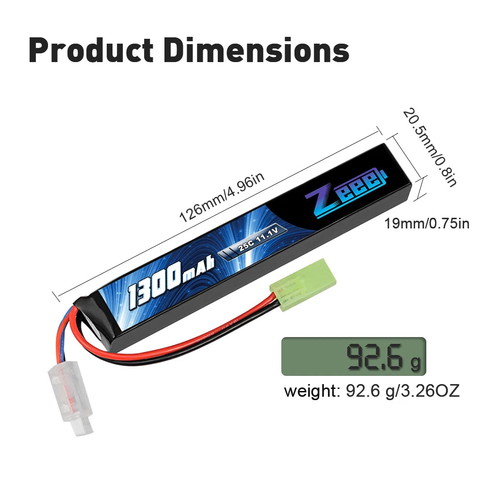 Zeee Airsoft Battery 3S 11.1V 25C 1300mAh Stick Battery with Mini Tamiya Plug for Airsoft Guns Rifle AK47 Lipo Battery Parts    Home Decor Supply | Online Retail | ShoreShopper.com