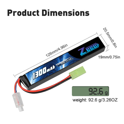 Zeee Airsoft Battery 3S 11.1V 25C 1300mAh Stick Battery with Mini Tamiya Plug for Airsoft Guns Rifle AK47 Lipo Battery Parts    Home Decor Supply | Online Retail | ShoreShopper.com