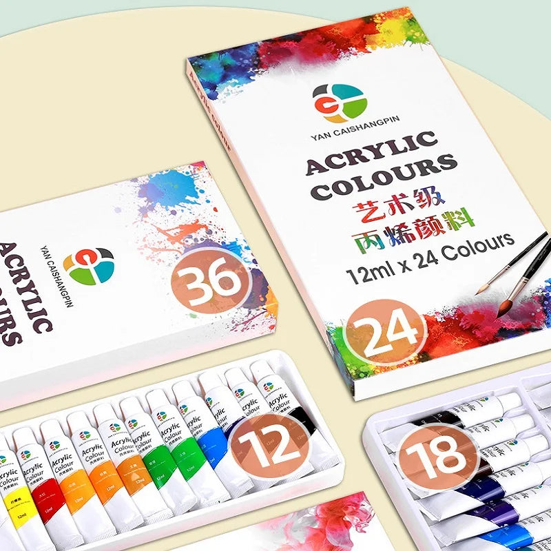 12/18/24/36 Colors Acrylic Paint Set Art Supplies акриловые краски 야광도료 for Artist On Metal Plastic Ceramic Leather Wood Glass    Home Decor Supply | Online Retail | ShoreShopper.com