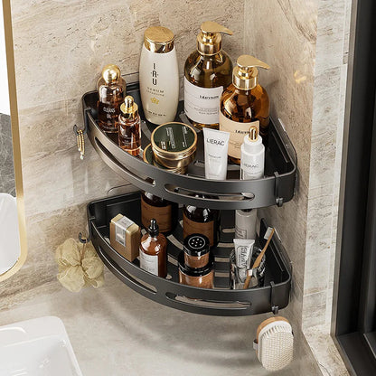 Bathroom Shelves Organizer No Punching Required Kitchen Corner Shelf Racks Shampoo Makeup Storage Holder Shower Towel Caddy Rack    Home Decor Supply | Online Retail | ShoreShopper.com