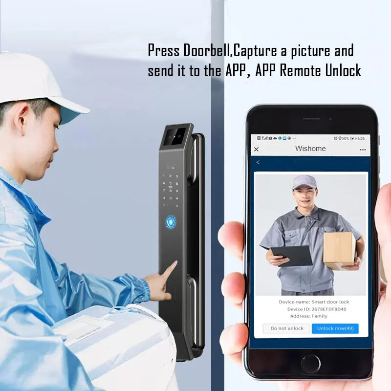 3D Face Recognition Unlock Digital Door Lock With Camera FIngerprint Password Unlock Keyless Electronic Door Lock - ShoreCo.Shop