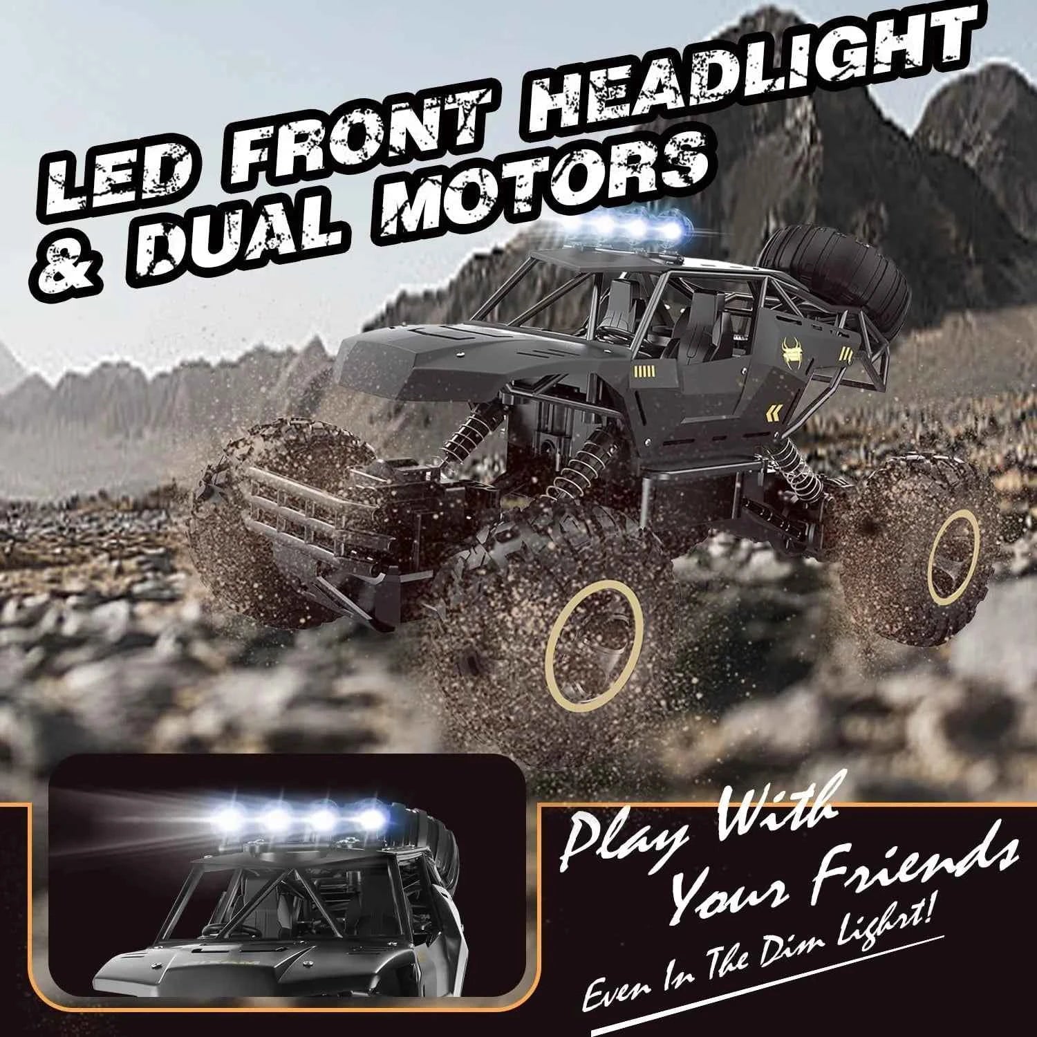 RC Off road Truck 1:12/16 4WD RTR Durable Beginner All Terrain RC Cars High Speed 20Km/h Remote Control Monster Truck Gifts Toys