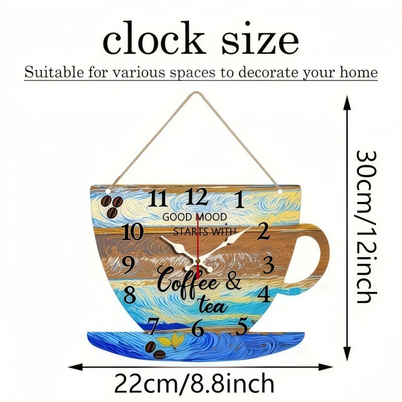 Coffee Cup Shaped Wooden Silent Hanging Wall Clock,Wood Grain Design Suitable For Living Room,Study Room,Bedroom,Home Decoration    Home Decor Supply | Online Retail | ShoreShopper.com