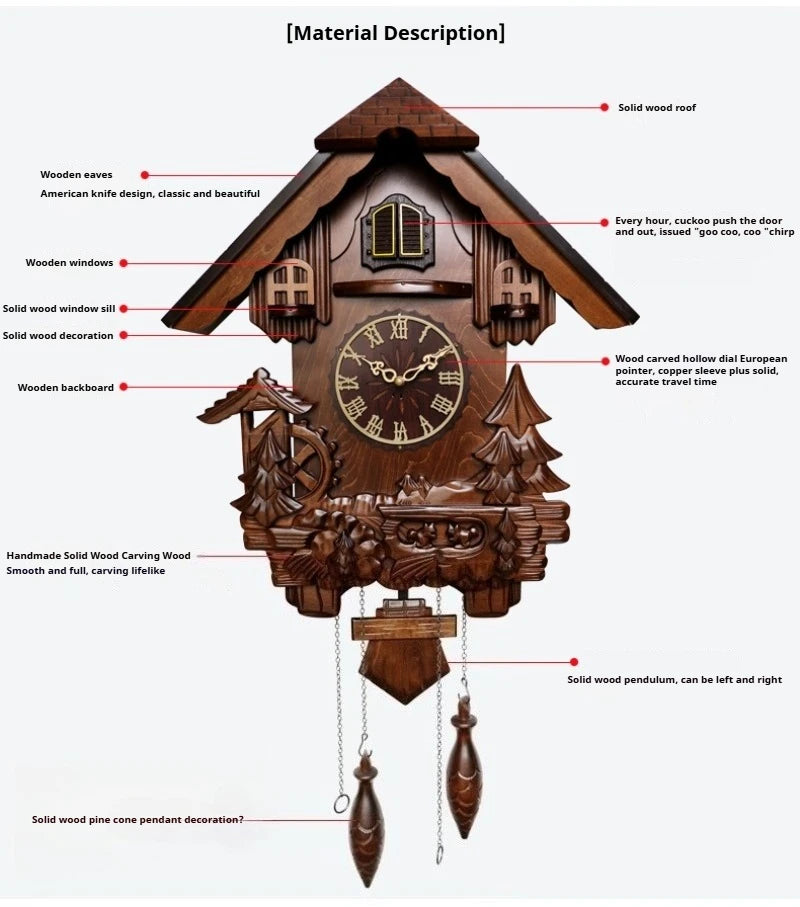 Antique Classic Solid Wood Hand-carved Cuckoo Wall Clock, Children's Music, Hour Announcement Swinging Creative Clock    Home Decor Supply | Online Retail | ShoreShopper.com