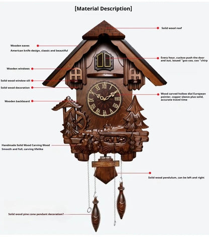 Antique Classic Solid Wood Hand-carved Cuckoo Wall Clock, Children's Music, Hour Announcement Swinging Creative Clock    Home Decor Supply | Online Retail | ShoreShopper.com