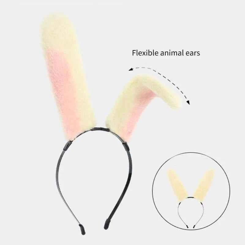 Girl Rabbits Headbands Furry Headwear Hairbands Fun Rabbit Ears Headwear Y166