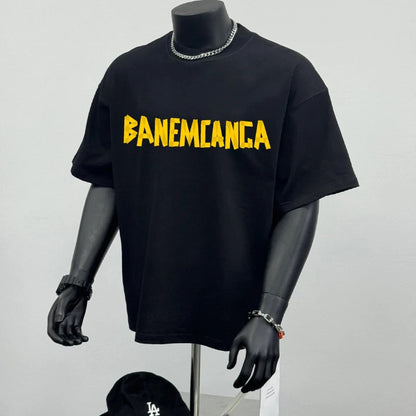Spring/Summer 2026 Summer New Parisian Style Letter Printed Yellow Tape Heavyweight Top Short Sleeved Shirt    Home Decor Supply | Online Retail | ShoreShopper.com