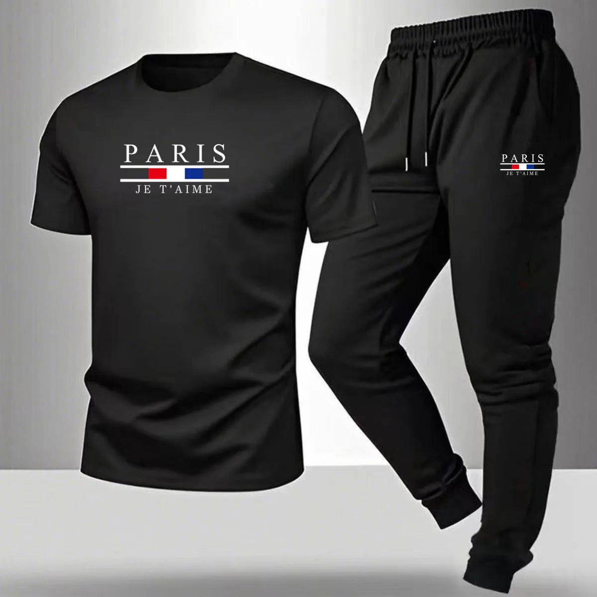 2026 NEW Men's Summer Casual Pants+Short Sleeve T-shirt Set Paris Paris Paris Printed Two Piece Set Men's Sports Set    Home Decor Supply | Online Retail | ShoreShopper.com