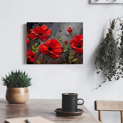 Contemporary Red Poppies Canvas Painting, Framed 11.8x15.7in, Meadow Wall Art, Ready to Hang Home Decor - Anniversary Gift    Home Decor Supply | Online Retail | ShoreShopper.com