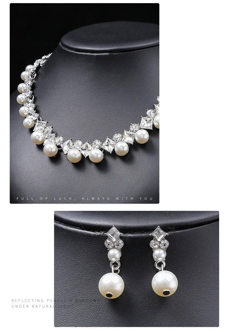 New pearl gemstone jewellery woman necklace set for women jewelry sets light luxury Women's earrings lock bone chain alloy    Home Decor Supply | Online Retail | ShoreShopper.com
