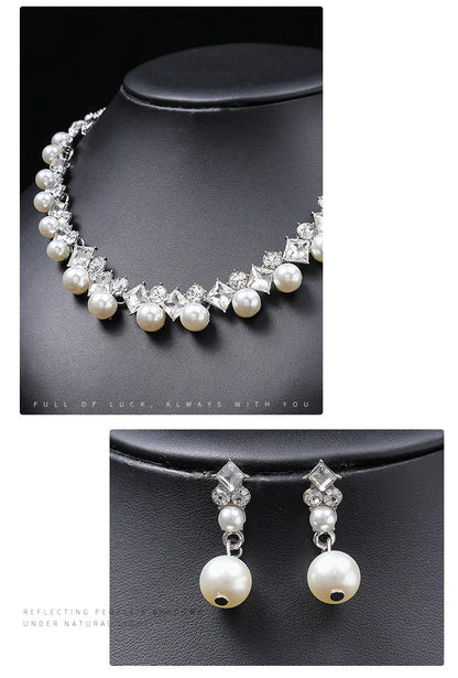 New pearl gemstone jewellery woman necklace set for women jewelry sets light luxury Women's earrings lock bone chain alloy    Home Decor Supply | Online Retail | ShoreShopper.com