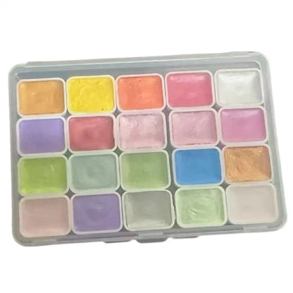 20 Colors Pearlescent Solid Watercolor Painting Set Portable Box Shiny Metal Painting Art Supplies Pigment Palette Drawing Tools    Home Decor Supply | Online Retail | ShoreShopper.com