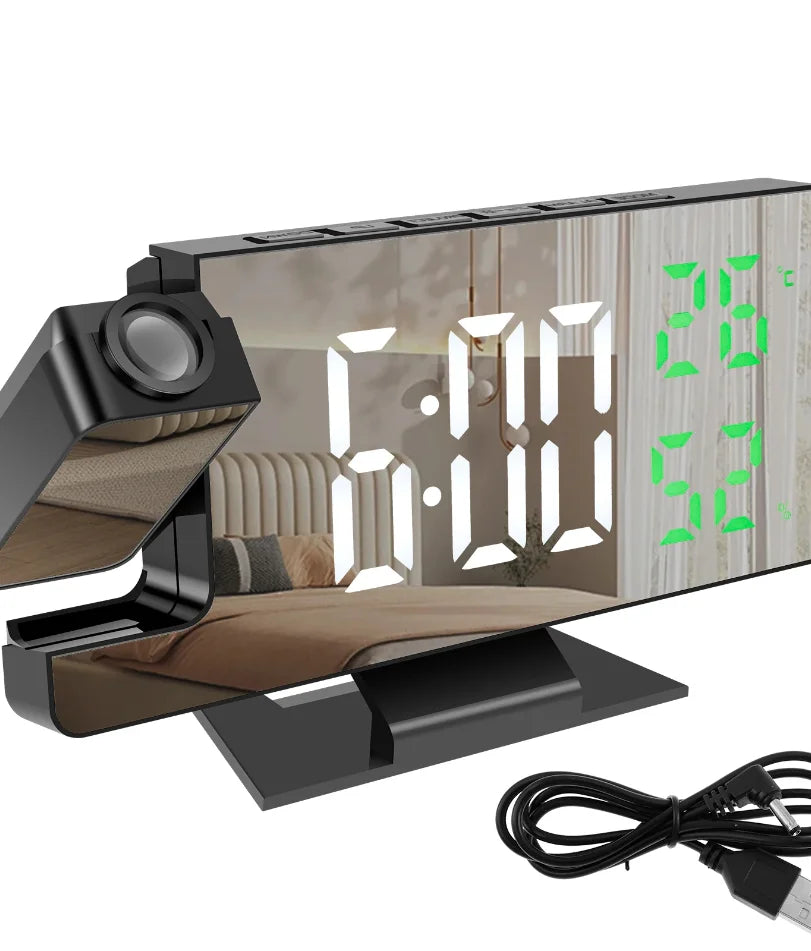 Projection digital alarm clock 180 ° arm projection LED alarm clock multifunctional USB plug in projector desktop LED clock    Home Decor Supply | Online Retail | ShoreShopper.com